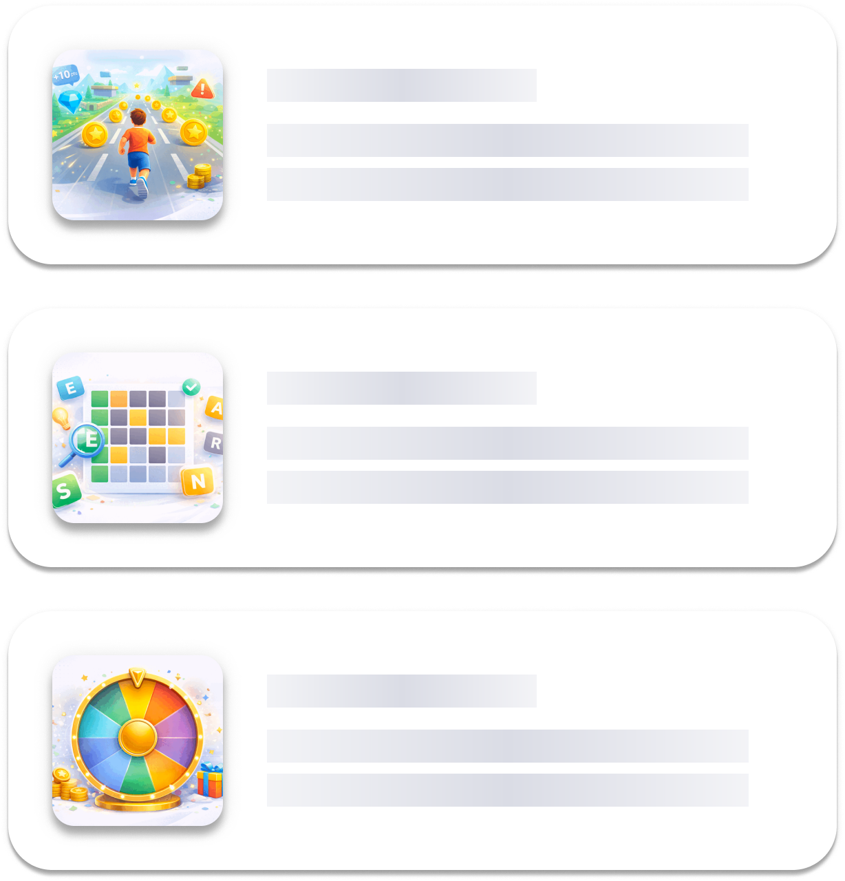 Aperçu liste de jeux Feeling Corp